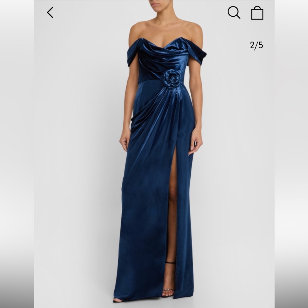 Marchesa Blue Maxi Slip Skirt with Slit